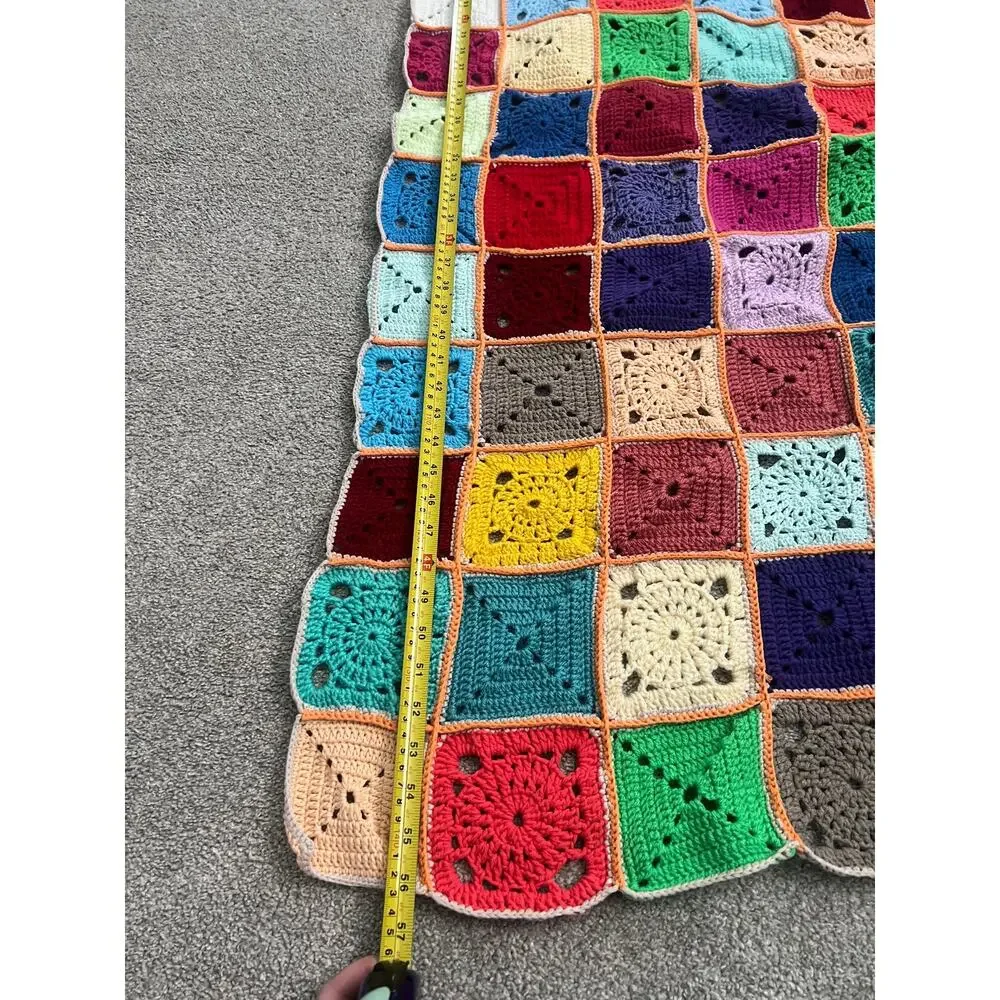 Vintage Grannycore Blanket Crochet 56 x 34 Afghan Cottagecore Country